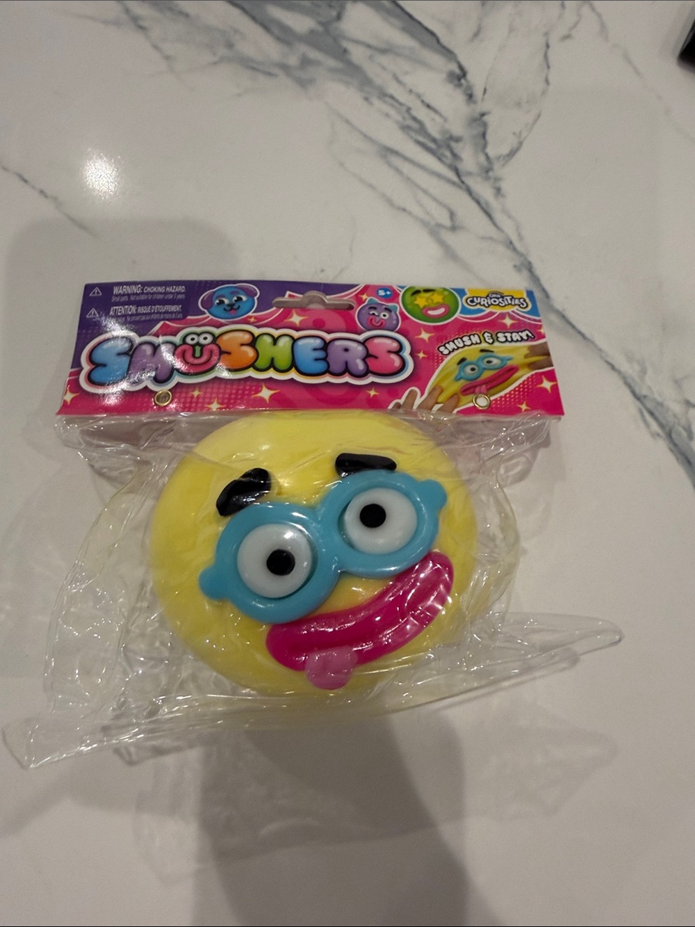 Usher Yellow Emoji Plush Squishy with Blue Glasses